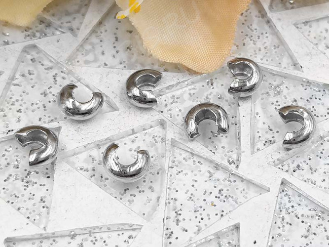 (СКИДКИ!!!) Обжимная бусина 02 разъёмная покрывная 4*2,7мм цвет платины (Brass) (100шт.)