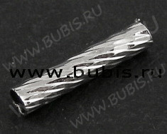 Трубочка металлическая 08 прямая гранёная 10*2мм цвет платины (Brass) (10шт.)