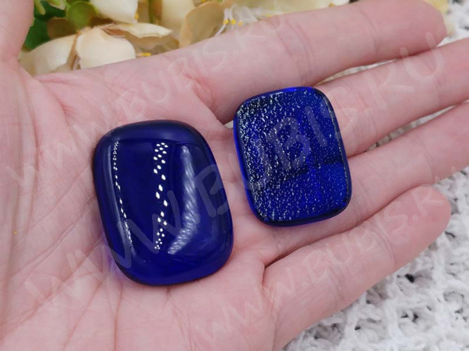 Кабошон Фьюзинг 207 Прямоугольный 32-36*24-29*8мм Синий прозрачный