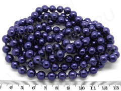 Бусина &quot;жемчуг&quot; 8мм сине-фиолетовая (стекло) (10шт.)