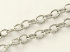 Цепочка S19  Ювелирная сталь 8*6*1,2мм цвет платины (Хирургическая сталь) (50см)