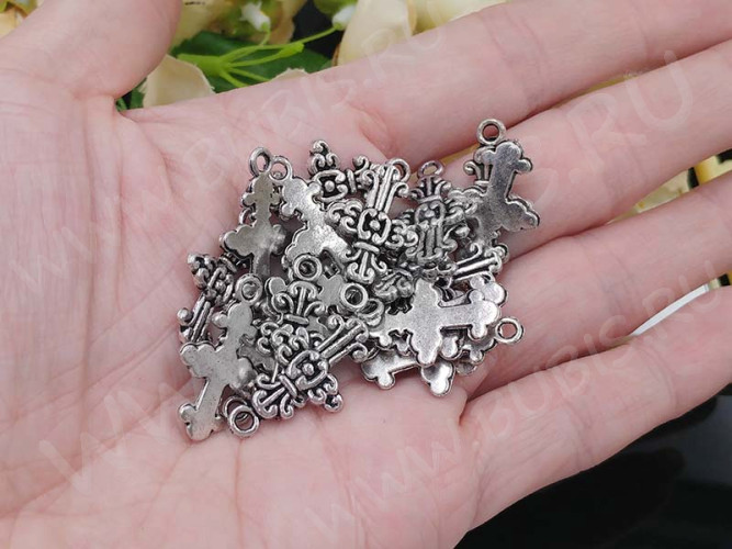 Подвеска Крестик 04 24*14,5*1,8мм античное серебро (литьё)