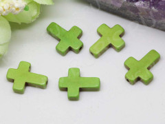 Бусина каменная Крестик 05 Говлит 15,5*12*3,5мм зелёно-жёлтый (камни)