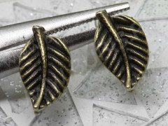 Пуссеты (&quot;гвоздики&quot;) №068 листик 17*12*10мм античная бронза (литьё) (1 пара)