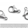 Купить (ОПТ) Замочек карабин №057-100 15*9*4мм цвет платины (Хирургическая сталь) (100шт) с доставкой по России