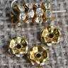 Купить Рондель со стразами 10 6*6*2,8мм золотистый с прозрачными стразами (Brass и стекло) с доставкой по России