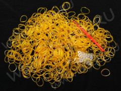 (РАСПРОДАЖА!!!) Набор для плетения браслетов 60 Loom Bands в пакете ЗОЛОТИСТЫХ прозрачных (Loom Bands) (600 резинок)