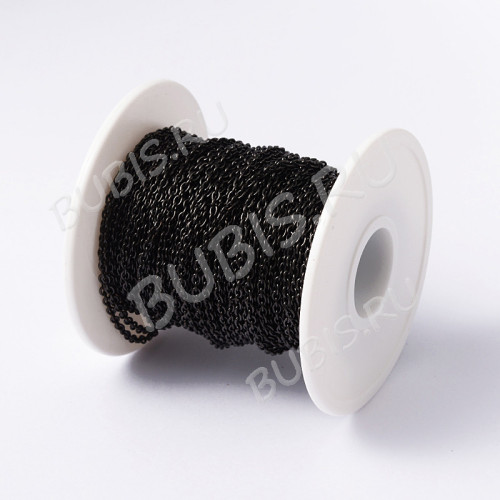 Цепочка S03-B хирургическая сталь 3*2,5*0,6мм чёрная (ювелирная сталь) (50см) 