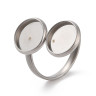 Купить Основа (заготовка) для кольца 175 17мм 2 сеттинга по 10мм цвет платины (Хирургическая Сталь) с доставкой по России