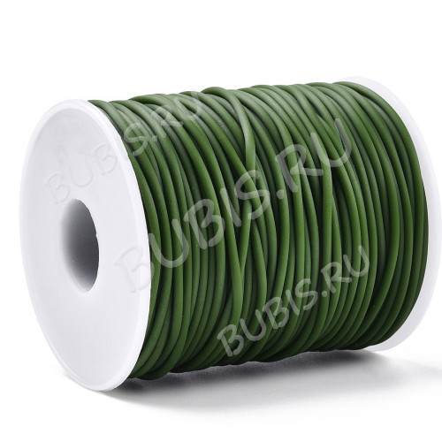 Полиуретановый шнур 13 3мм ПОЛЫЙ зелёный тёмно-оливковый (1м)