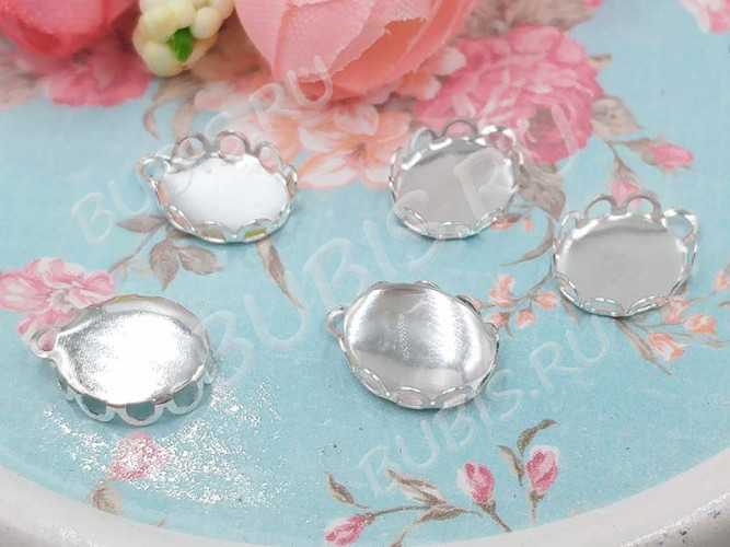 Подвеска-сеттинг Овал 17 (сеттинг 10*8мм) 11,5*9*2,5мм серебристый (Brass)