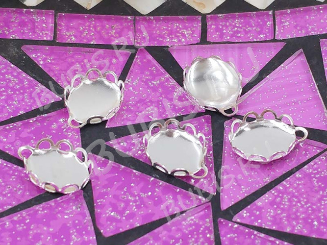 Подвеска-сеттинг Овал 17 (сеттинг 10*8мм) 11,5*9*2,5мм серебристый (Brass)