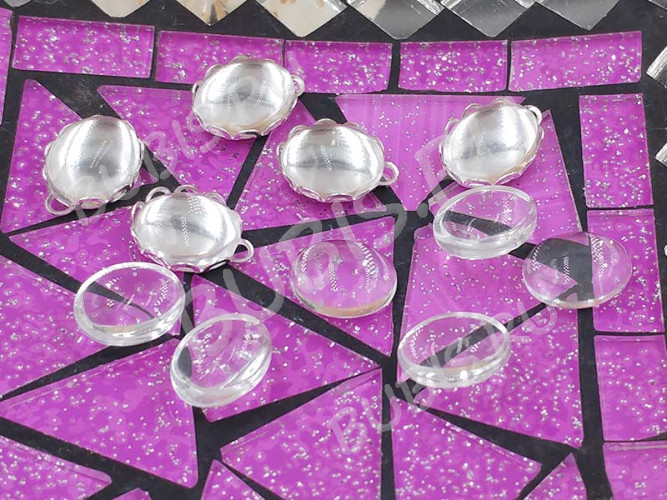 Подвеска-сеттинг Овал 17 (сеттинг 10*8мм) 11,5*9*2,5мм серебристый (Brass)