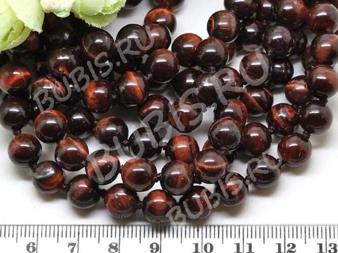 (ОПТ) Бусина округлая 8мм Бычий глаз (камни) (НИТЬ)