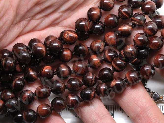 (ОПТ) Бусина округлая 8мм Бычий глаз (камни) (НИТЬ)