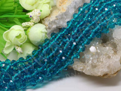 (СКИДКИ!!!) Бусина Абакус гранёный 8*8*5,5мм Хрусталь т.голубо-бирюзовый (имитация Сваровски) (10шт.)