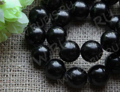 Бусина округлая 20мм Агат чёрный пресс. (камни)