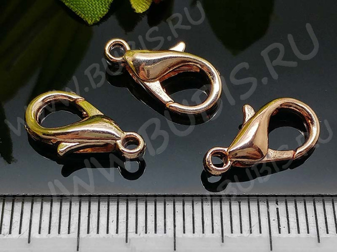 Замочек карабин №060 средний 14*8*3,5мм св.розовое золото (сплав)