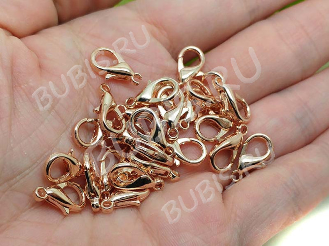 Замочек карабин №060 средний 14*8*3,5мм св.розовое золото (сплав)