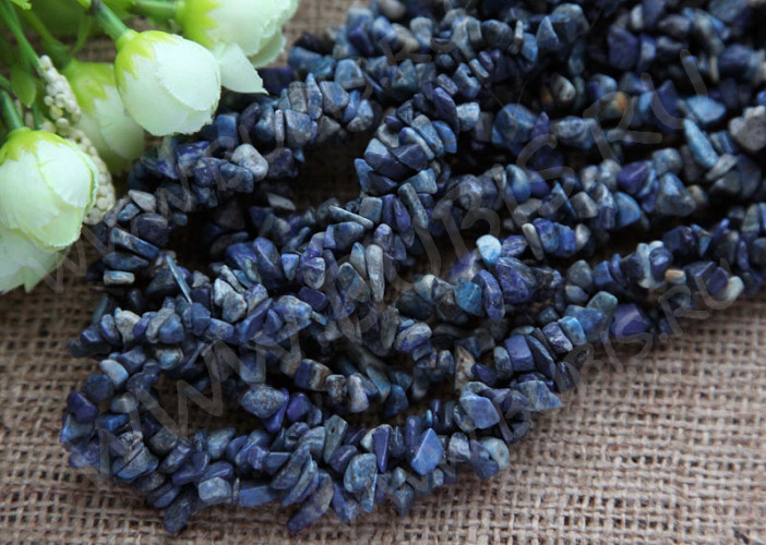 Крошка (галтовка) каменная 080 5-9мм Содалит (камни) (прим.45см)