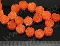 Бусина каменная Цветочек 03 12*12*5,5мм Кошачий глаз рыжий (камни)