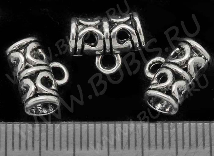 Бусина с петлёй 004 Бейл ажурный 11,5*9*6мм античное серебро (литьё)