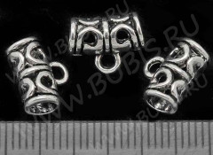 Бусина с петлёй 004 Бейл ажурный 11,5*9*6мм античное серебро (литьё)