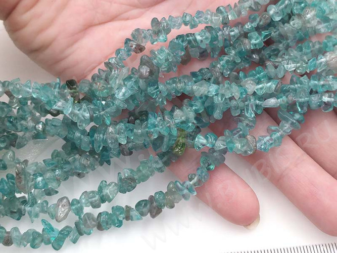 Крошка (галтовка) каменная 184 3-8мм Апатит натуральный (камни) (нить 43-45см)