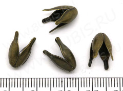 (СКИДКИ!!!) Шапочка тонкая 083 простая 15 Тюльпанчик 12,5*8*8мм античная бронза (Iron) (10шт.)