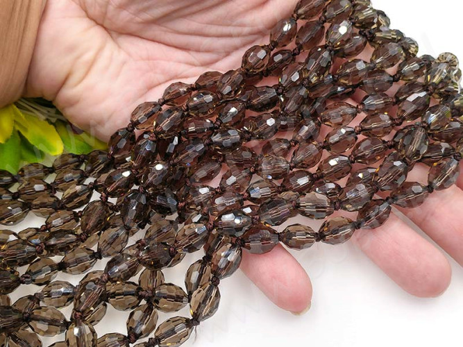 (СКИДКИ!!!) Бусина кристалл гранёный Бочонок 10*7,5*7,5мм раухтопаз прозрачный (имитация Сваровски) (10шт.)