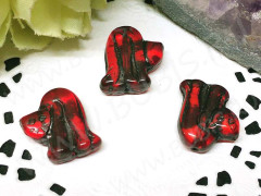 Бусина Кошка 3D 17*14*6мм т.красная с чёрным рисунком (Чешское стекло)