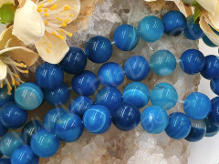 (СКИДКИ!!!) Бусина округлая ГЛАДКАЯ 10мм Агат Мадагаскарский т.голубой (камни) (10шт.)