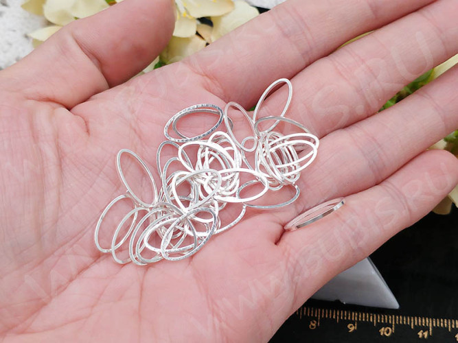 Декоративный элемент 102 Овал рамка контур коннектор 16*9*0,9мм серебристый (Brass) (10шт.)