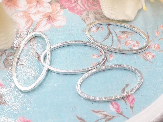 Декоративный элемент 102 Овал рамка контур коннектор 16*9*0,9мм серебристый (Brass) (10шт.)