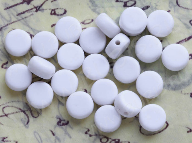 Бусина Таблетка 09 для пробелов 7*7*4мм белая непрозрачная (акрил) (10шт.)