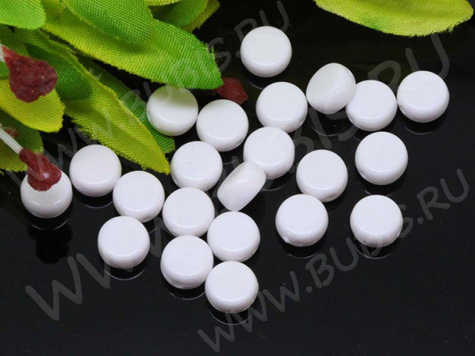 Бусина Таблетка 09 для пробелов 7*7*4мм белая непрозрачная (акрил) (10шт.)