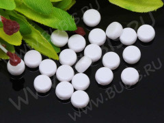 Бусина Таблетка 09 для пробелов 7*7*4мм белая непрозрачная (акрил) (10шт.)