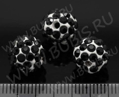 (СКИДКИ!!!) Бусина Шамбала 05 10мм бело-чёрная (керамика и стекло) (5ШТ.)