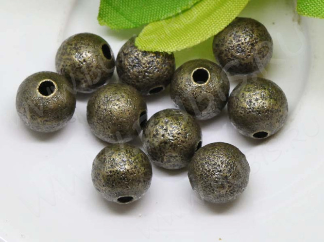 Бусина Шарик металлический "сахарный" 8мм античная бронза (Brass) (10шт.)