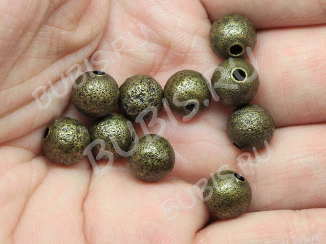 Бусина Шарик металлический "сахарный" 8мм античная бронза (Brass) (10шт.)
