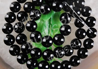 (СКИДКИ!!!) Бусина округлая 6мм Агат чёрный пресс. (камни) (10шт.)