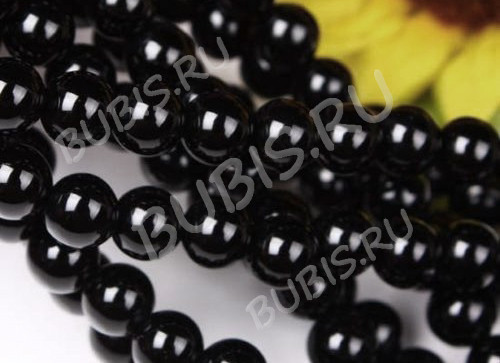 (СКИДКИ!!!) Бусина округлая 6мм Агат чёрный пресс. (камни) (10шт.)