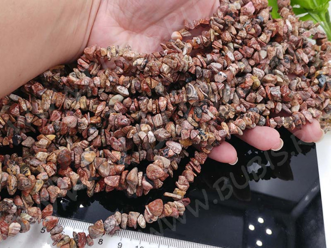 Крошка (галтовка) каменная 221 5-10мм Яшма натуральная (камни) (нить 43-45см)