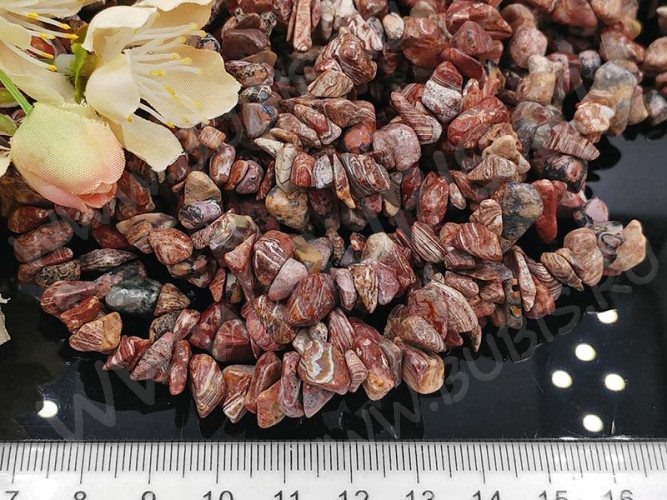 Крошка (галтовка) каменная 221 5-10мм Яшма натуральная (камни) (нить 43-45см)