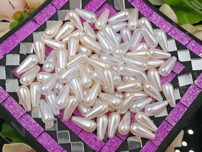 Бусина акриловая Капелька 05 14*6*6мм МИКС белых и айвори жемчужных (акрил) (10шт.)