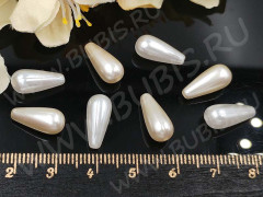 Бусина акриловая Капелька 05 14*6*6мм МИКС белых и айвори жемчужных (акрил) (10шт.)