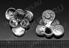 Подвеска Цветочек 35 3D 16,5*15,5*3мм античное серебро (литьё)