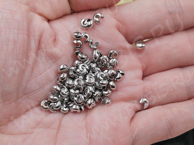 (СКИДКИ!!!) Обжимная бусина 05 маскировочная разъёмная покрывная 4*2,8мм цвет платины (Iron) (100шт.)