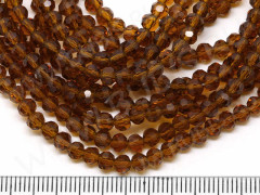 Бусина округлая гранёная 4мм коричневая прозрачная (стекло) (20шт.)