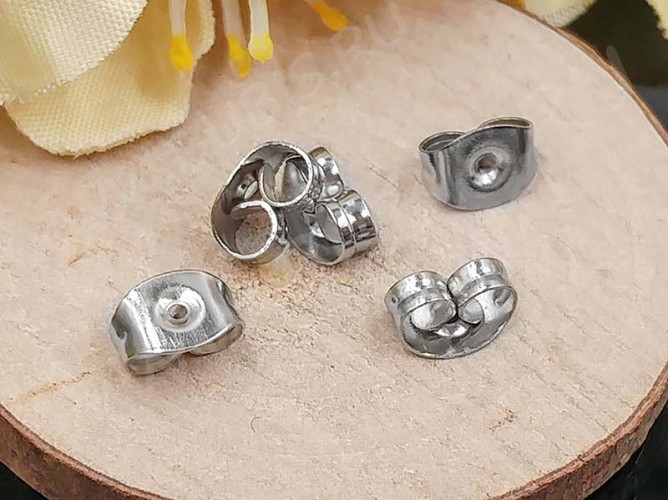 Зажимы для пуссет(гвоздиков) и швенз №12 6*4,3*3,3мм цвет платины (Хирургическая сталь) (10 пар)